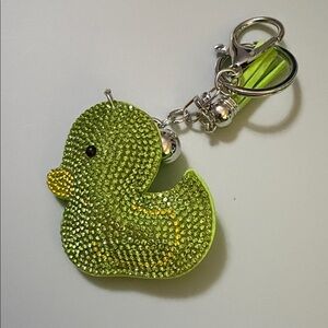 Rhinestone Green Duck Keychain Charm